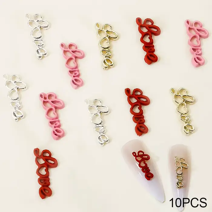 Breloques en métal avec lettres anglaises pour Nail Art