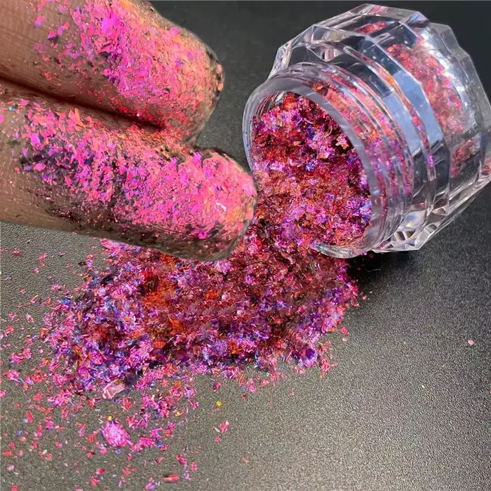 1 * ongles caméléon paillettes flocons multi-chromes holographiques poudre à ongles irisé vernis à o