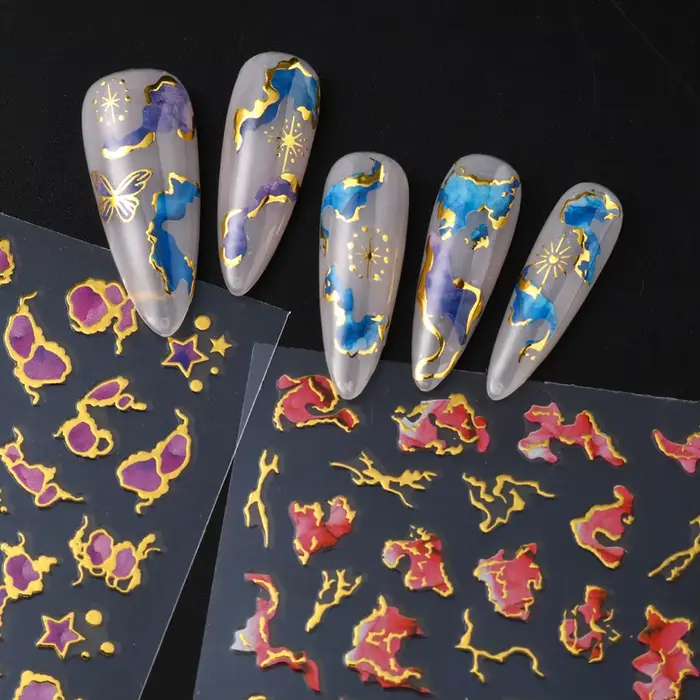 Autocollants pour ongles imprimés en marbre 3D