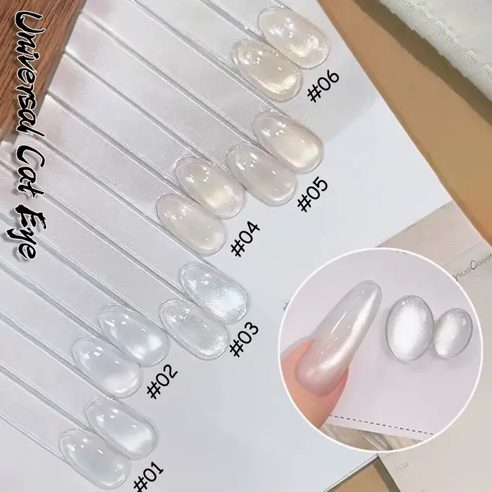 WS 1-6Pcs Nouveauté Printemps 2026 Vernis à ongles gel effet verre blanc clair