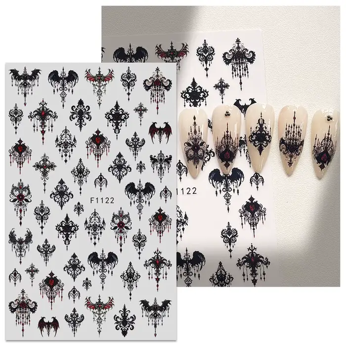 Autocollants pour nail art de style gothique foncé, faciles à appliquer pour la décoration des ongle