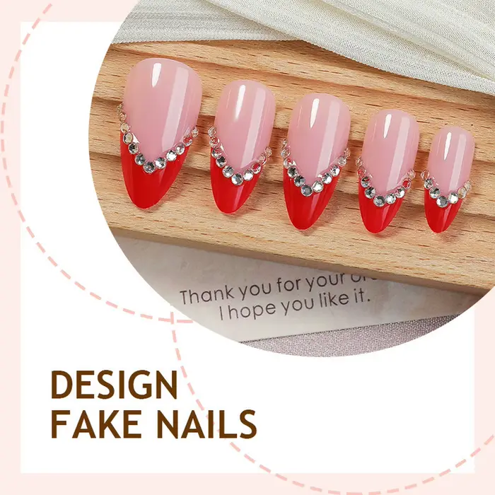 24 faux ongles rouges français faciles à poser