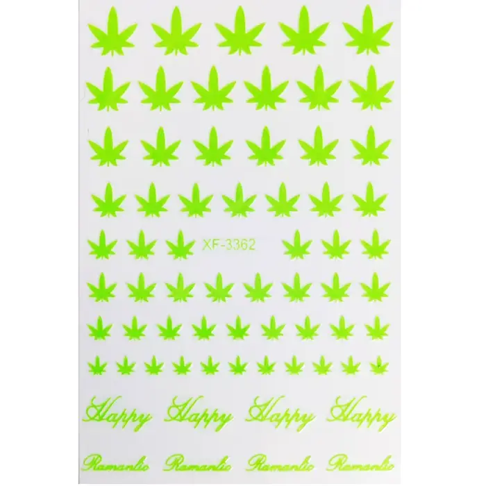 Autocollants adhésifs 3D pour Nail Art, Pot de feuille de mauvaises herbes, décoration de manucure p