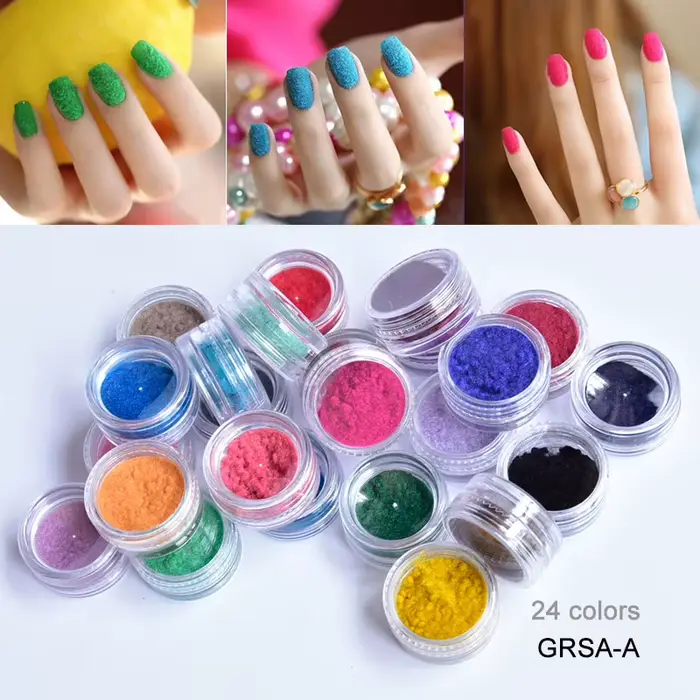 24 couleurs/ensemble flou flocage velours ongles paillettes poudre Pigment