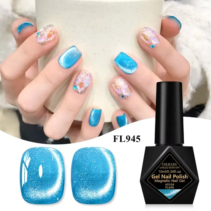 Vernis à ongles Gel magnétique chat bleu, effet pailleté, Semi-Permanant, à tremper, UV LED, pour ma
