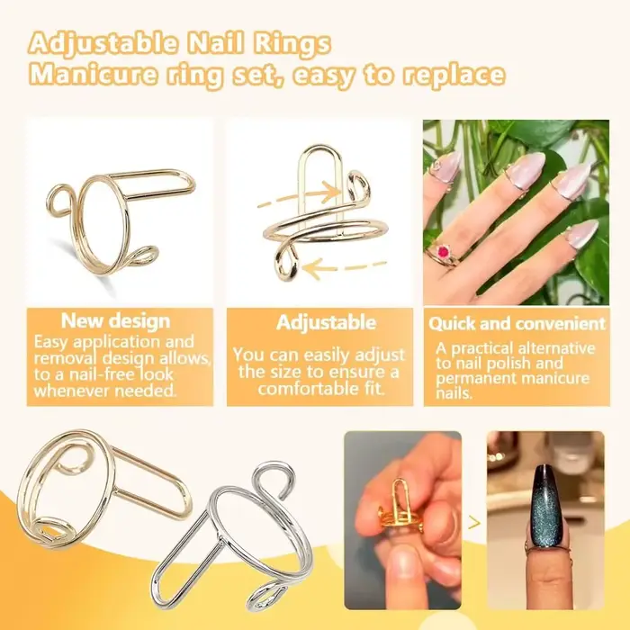 Bagues à Ongles Réutilisables pour Faux Ongles