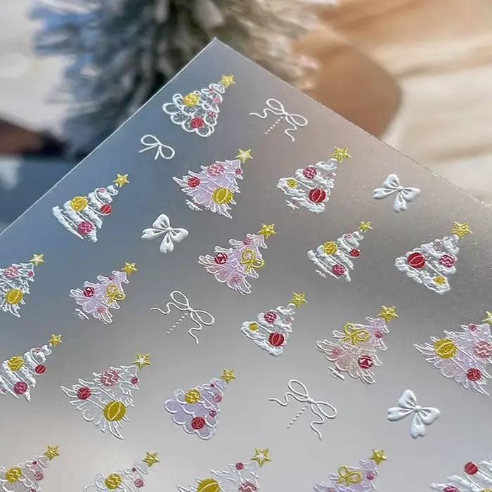 Autocollants pour ongles en forme d'arbre de noël