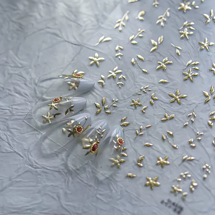 Autocollant Vintage japonais Boho en dentelle florale 5D pour Nail Art