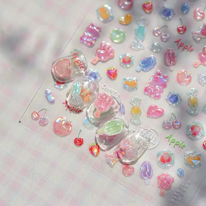 Autocollant de manucure pour Nail Art, fruits, fête, ananas, Pitaya, Kiwi, fruits, pomme, pastèque, 