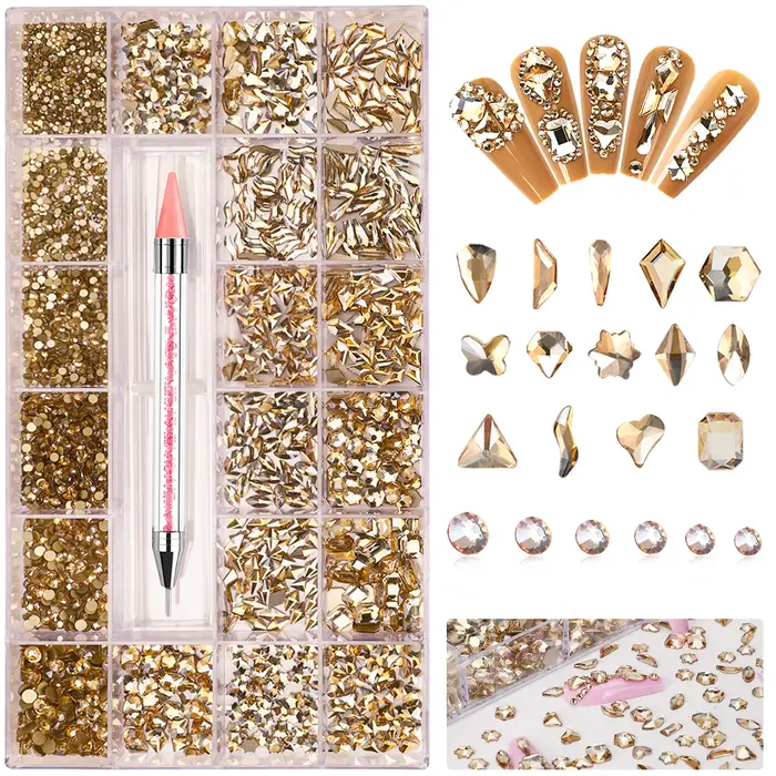 21 grilles/ensemble ensemble de bijoux en diamant pour décorations Nail Art