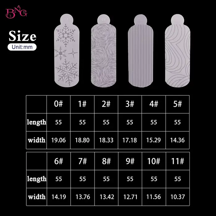 BNG 12 pièces ensemble de formes d'ongles de manucure française moules en Silicone à double autocollant pour une conception rapide pochoirs roses réutilisables avec motif de soulagement