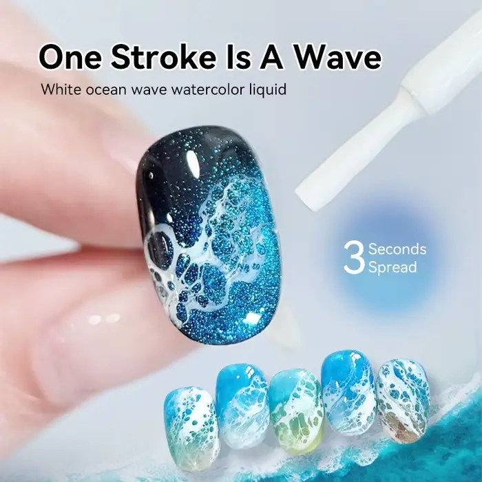 Gel à ongles liquide blanc effet vague éclatante