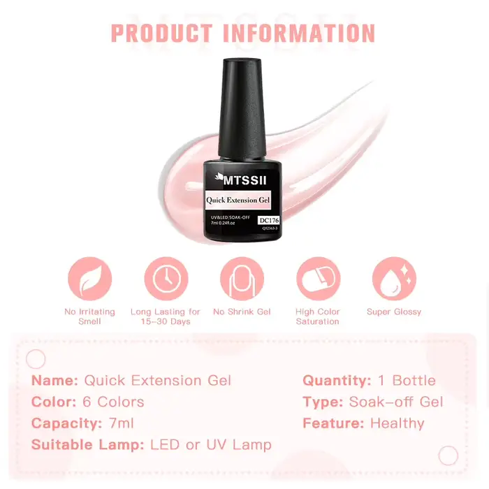 Mtssii 7ml blanc laiteux Extension rapide Gel vernis à ongles Semi Permanent tremper manucure Nail Art UV LED