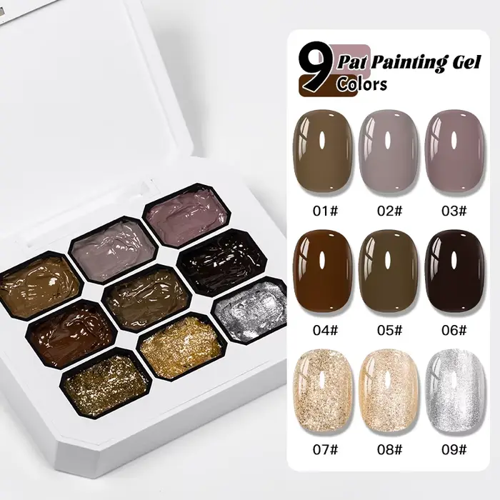9 couleurs chaud hiver tapotement peinture Gel vernis à ongles effet paillettes tremper Gel vernis d