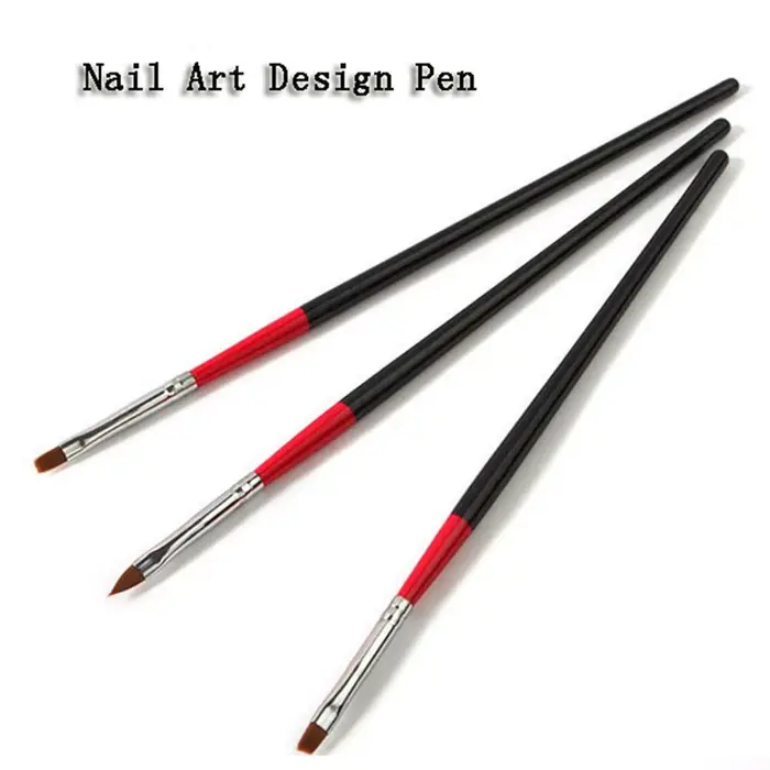Brosse à ongles noire + rouge, stylo de peinture en pointillé, ensemble d'outils pour Nail Art, 3 pi