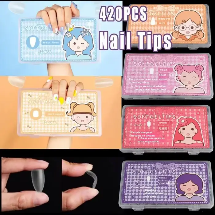 420 pièces/boîte ongles conseils mat court presse sur couverture complète