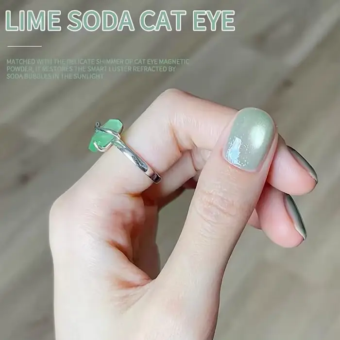 MIANEL 2026 Gel UV pour ongles effet œil de chat vert lime soda transparent avec perles de verre éclaircissantes pour manucure