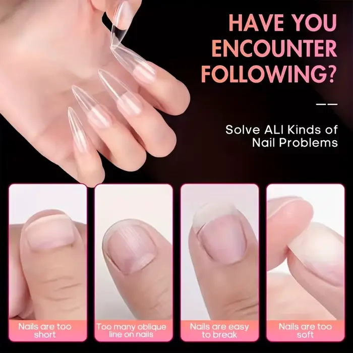 120 pièces d'ongles en boîte de style cercueil transparent/amande/talons hauts fins//carré/autres fo