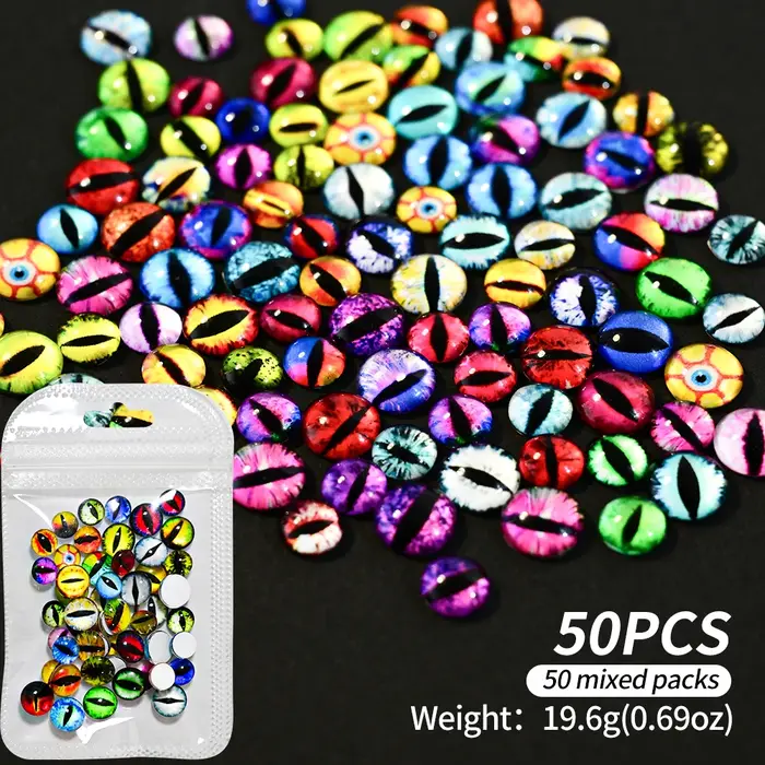 20/50 pièces 3D cristal oeil d'animal perles breloques pour ongles 6/8/10mm mixte Dragon globe oculaire