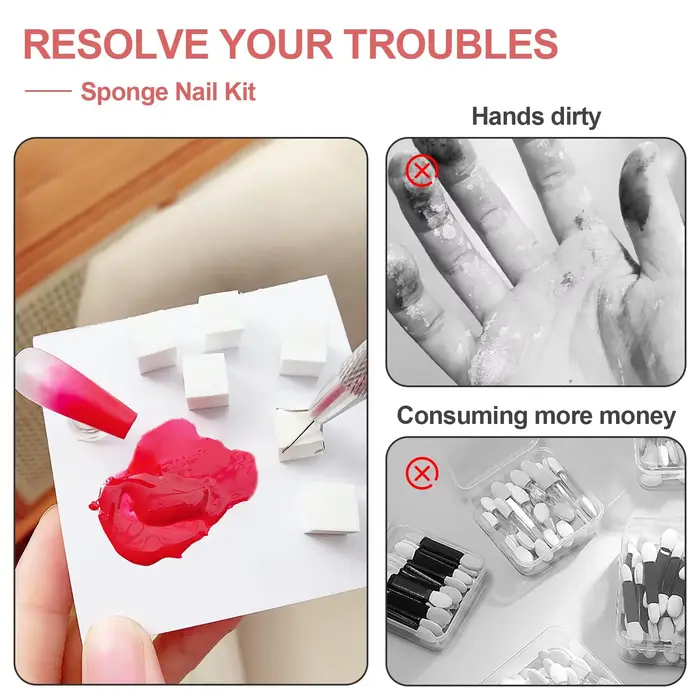 LINMANDA Éponges à ongles pour éponge d'art d'ongle ombrée avec pince en métal Brosse à ongles Rangement et boîte pour manucure de conception d'art d'ongle bricolage