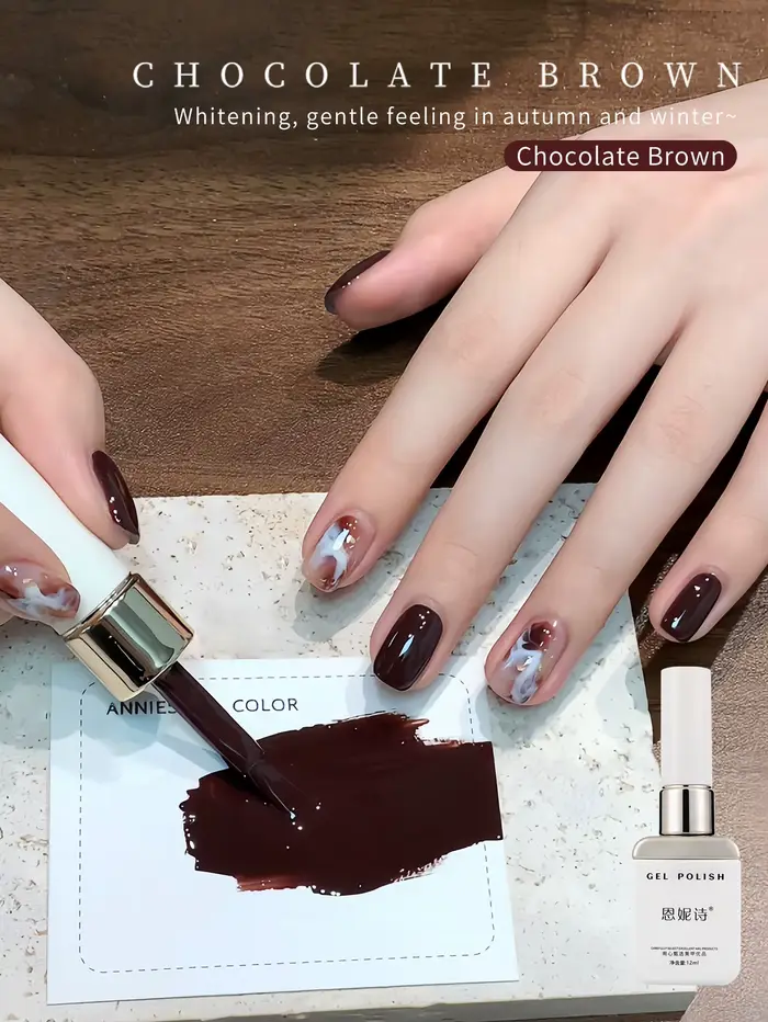 Vernis à ongles Gel marron nu, couleurs chocolat Beige chocolat caramel, Gel de soin UV pour manucur