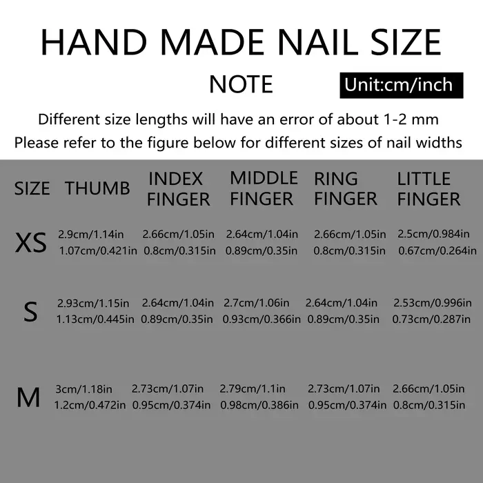Coffret de 10 ongles ovales faits à la main