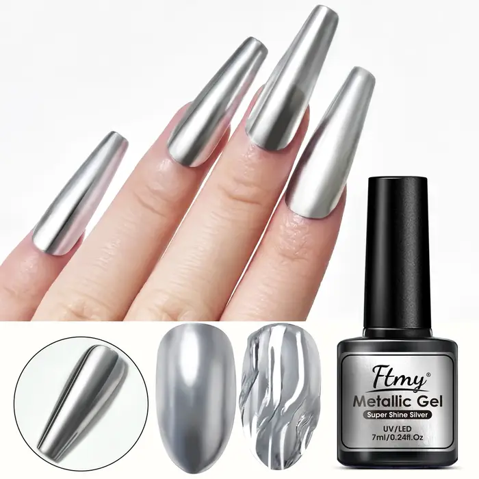 Gel métallique argenté pour Nail Art