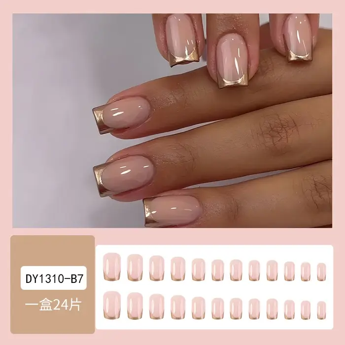 24 pièces autocollants français dorés pour ongles faux