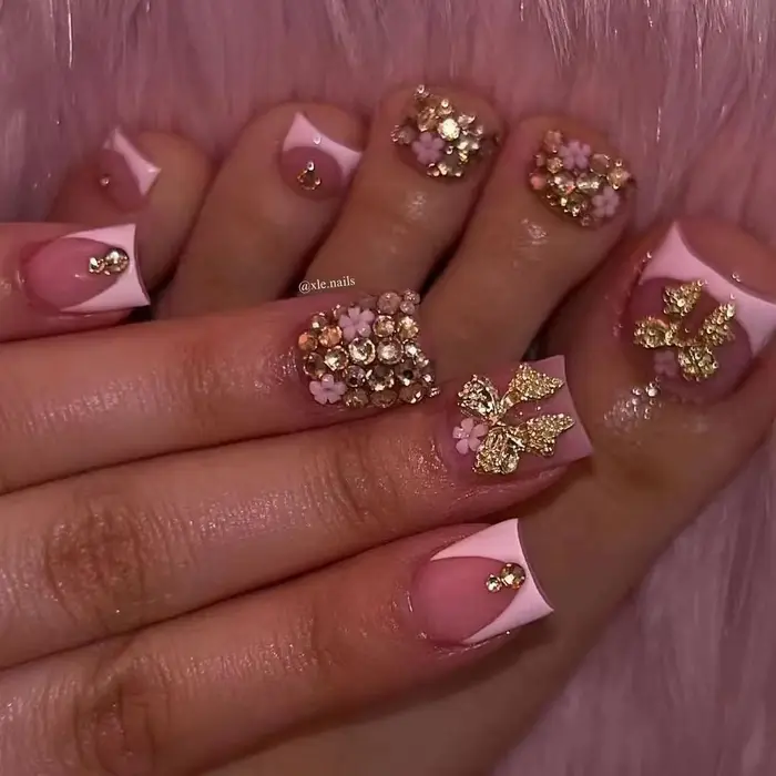 48 faux ongles de pieds noirs à bordure française