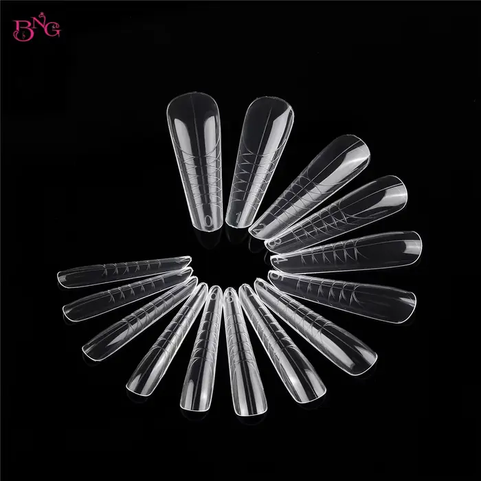 BNG 140 pièces Formes à ongles doubles Amande 14 Tailles Professionnelles Salon Facile à Utiliser Réutilisables Moules d'Extension d'Ongles Outils DIY Maison