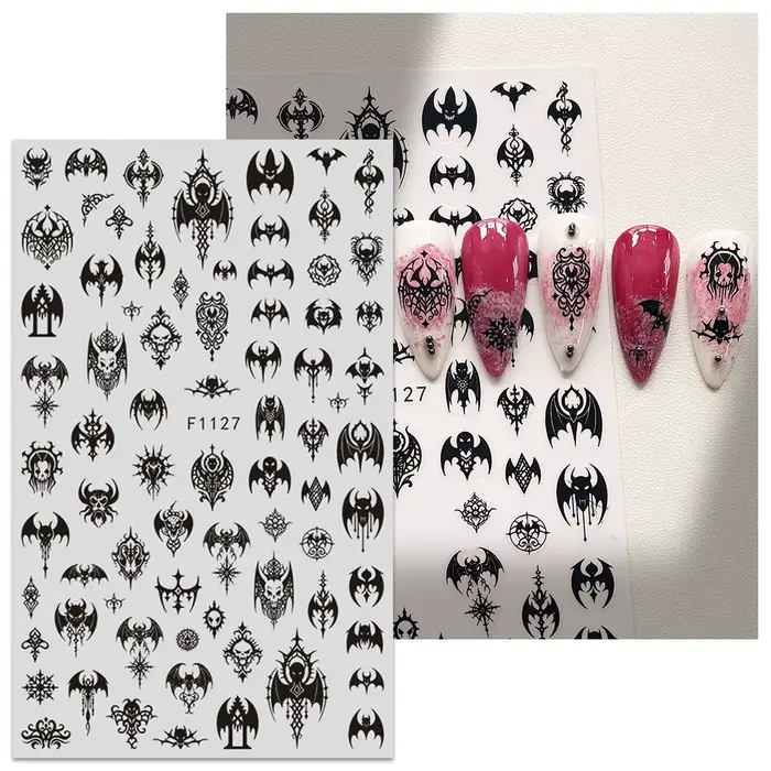 Autocollants pour nail art de style gothique foncé, faciles à appliquer pour la décoration des ongle