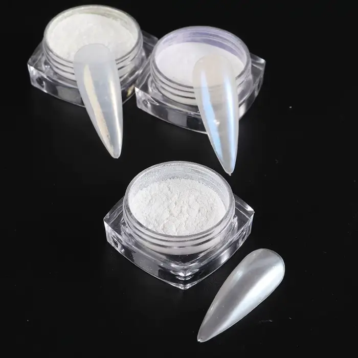 Perle blanc frottant sur Nail Art paillettes poussière Chrome aurore jaune violet manucure décorations miroir sirène ongles poudre Pigment