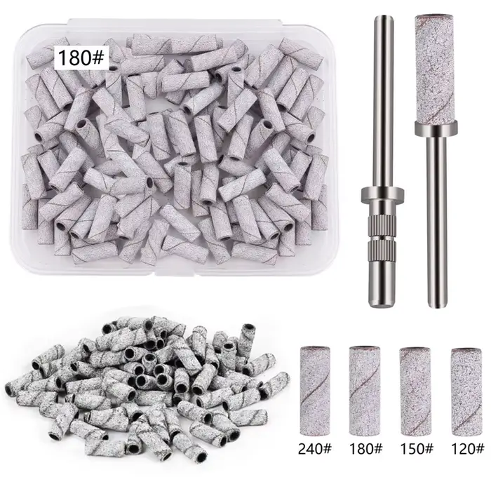 50/100 pièces Bandes de ponçage pour ongles de 3 mm - Grains 120/150/180/240 Mini embout de ponceuse