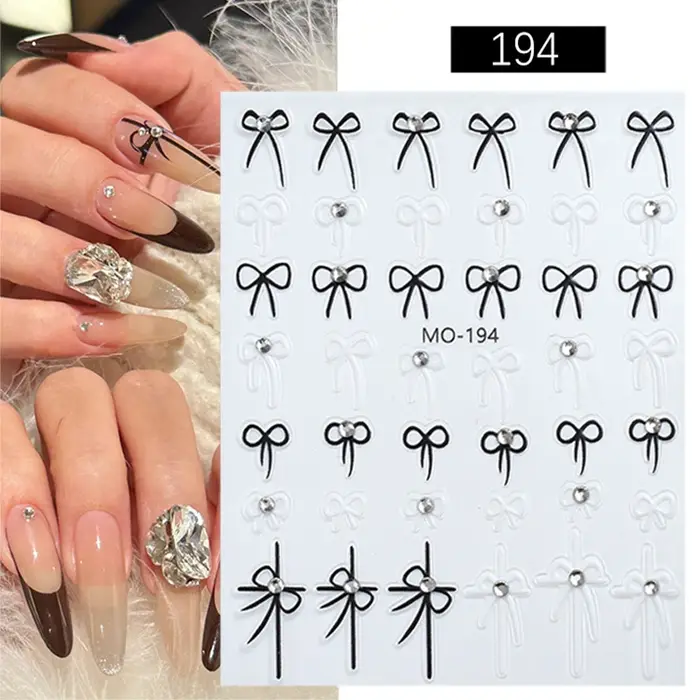 Blanc noir ligne française ongles autocollants rayure 3D dégradé lignes curseurs