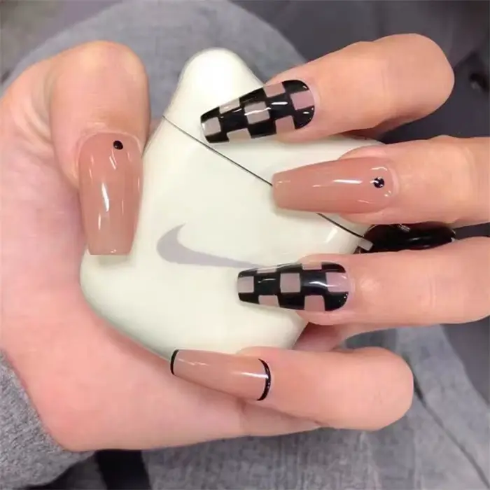 24 pièces/ensemble mignon Matcha Milkcap petite fleur faux ongles doux fille collant presse sur ongl