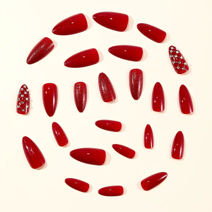 Faux ongles mi-longs pour femmes et filles