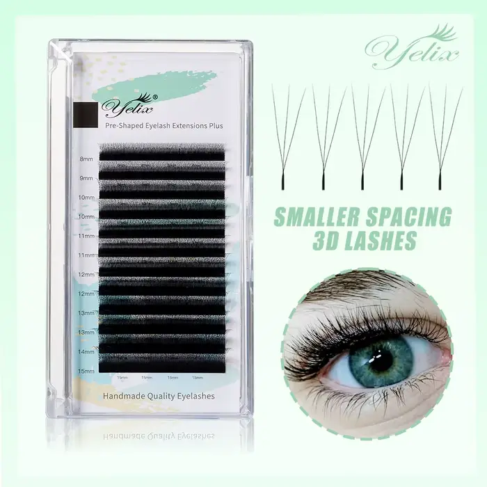 Yelix plus petite ouverture 3D cils étroits 3D W forme Extension de cils préfabriqués Volume ventila