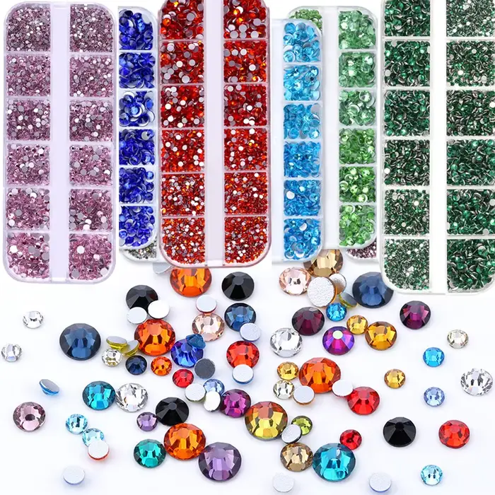 2400 pièces + pierres précieuses en cristal clair brillant strass pour ongles 1.5-4mm pierre de verr