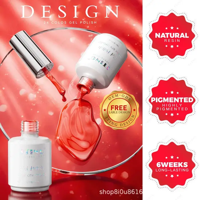 Eleanos vin rouge 24 couleurs Gel vernis avec carte de couleur 15ml