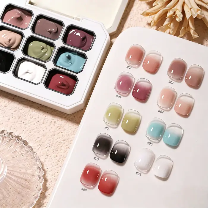 Gel de vernis à ongles solide 9 couleurs