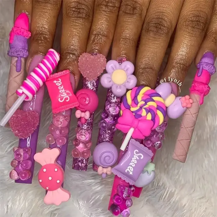 Accessoires multi-formes Kawaii pour Nail Art, breloques, bonbons sucrés, ours gommeux, sucette en r