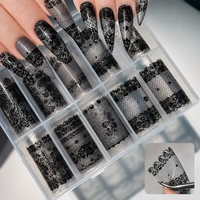 Autocollants pour ongles en dentelle à la mode