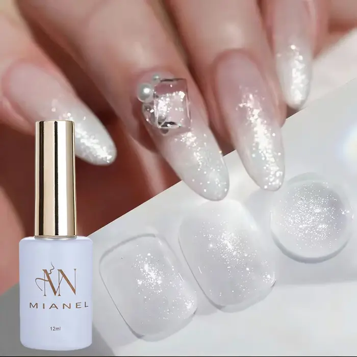 MIANEL 12ML Glittery Moonlight Coconut Milk 2026 Nouveau Vernis à Ongles Gel Scintillant Blanc Lacté Fin Populaire