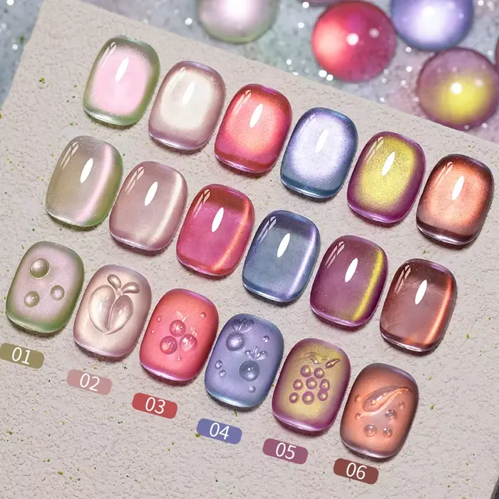 PUENTE série de fruits chat Gel magnétique vernis à ongles été vert violet rose oeil