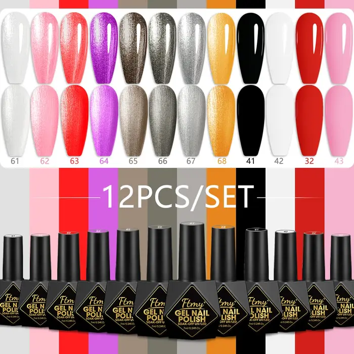 12PC Gel vernis à ongles ensemble printemps été nu paillettes couleur Semi Permanent Gel vernis à ongles tremper Gel manucure Nail Art UV Gel V