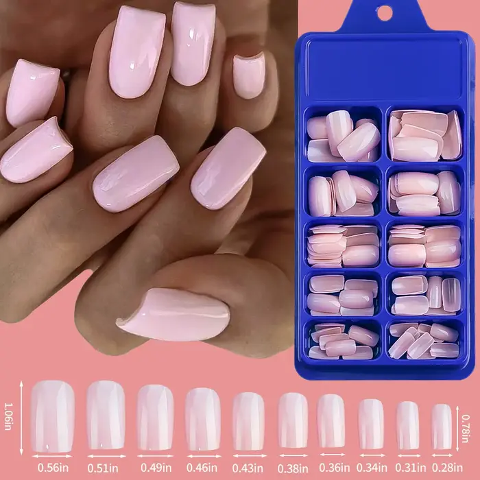 100 pièces lait blanc/rose carré court rond faux ongles couverture complète acrylique