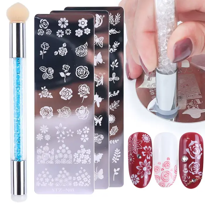 Ensemble de plaques d'estampage d'ongles en silicone