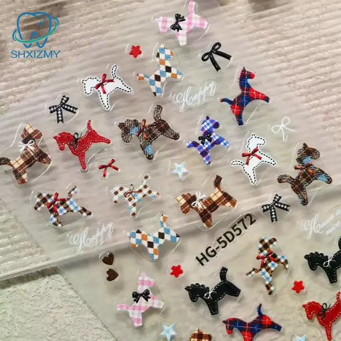 Autocollant cheval coloré et élégant pour Nail Art