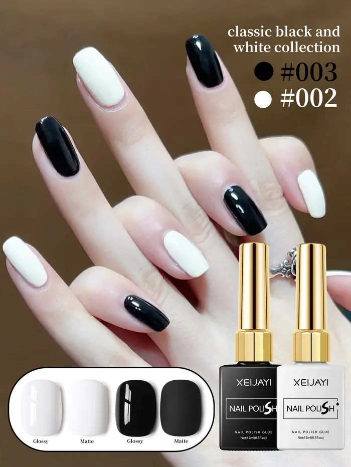 XEIJAYI 2 pièces 15 ml ensemble de vernis à ongles Gel noir et blanc