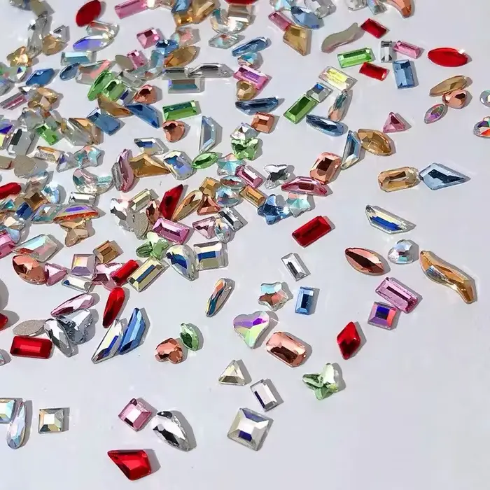 Strass pour ongles de forme mixte, Mini pierres de cristal à dos plat, accessoires 3D pour Nail Art,